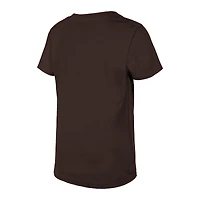 T-shirt à col en V sequins inversés marron Cleveland Browns pour jeunes filles New Era