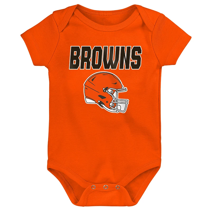 Infant & Newborn Outerstuff  Cleveland Browns Littlest Player Three-Piece Bodysuit Set