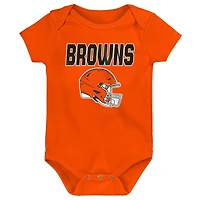 Infant & Newborn Outerstuff  Cleveland Browns Littlest Player Three-Piece Bodysuit Set