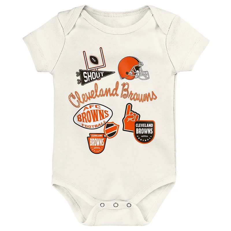 Infant & Newborn Outerstuff  Cleveland Browns Littlest Player Three-Piece Bodysuit Set