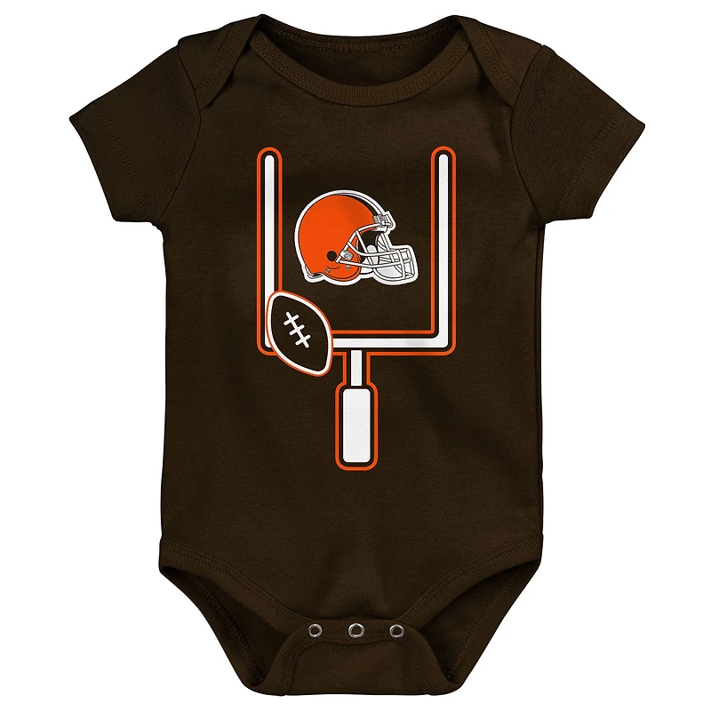 Ensemble de body trois pièces Outerstuff Cleveland Browns Littlest Player pour bébé et nouveau-né