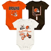 Infant & Newborn Outerstuff  Cleveland Browns Littlest Player Three-Piece Bodysuit Set