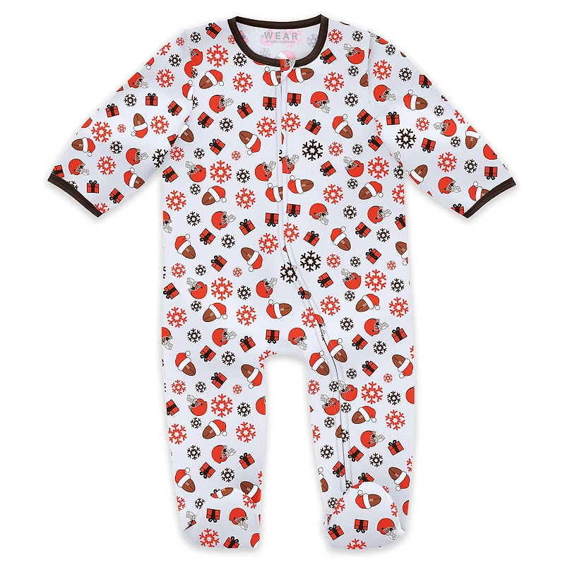Infant & Newborn WEAR by Erin Andrews Cleveland Browns Holiday Full-Zip Sleeper Bib Set