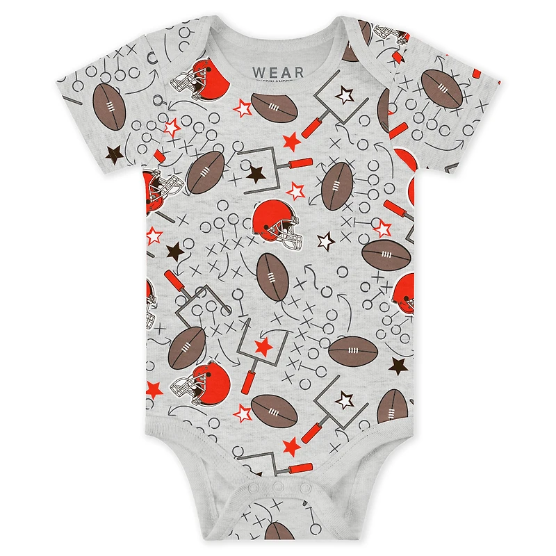 Infant & Newborn WEAR by Erin Andrews Cleveland Browns Three-Piece Turn Me Around Bodysuits Pant Set