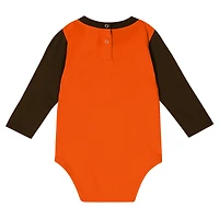 Ensemble body à manches longues et pantalon double pour bébé Cleveland Browns Brown
