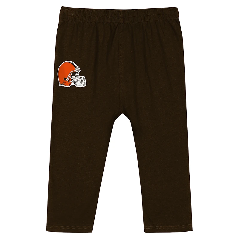 Ensemble body à manches longues et pantalon double pour bébé Cleveland Browns Brown