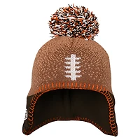 Infant Brown Cleveland Browns Football Head Knit Hat with Pom
