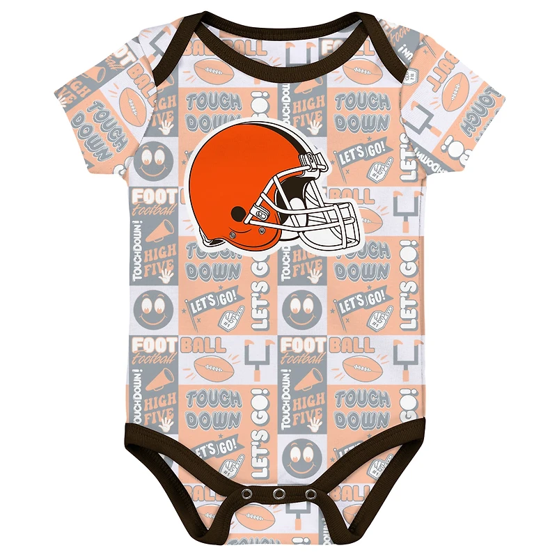 Ensemble de trois bodies pour bébé Cleveland Browns Play Day