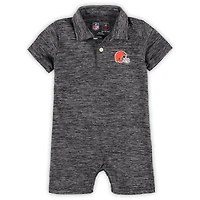 Body polo à manches courtes en fil nuageux pour bébé Wes & Willy Heather Black Cleveland Browns
