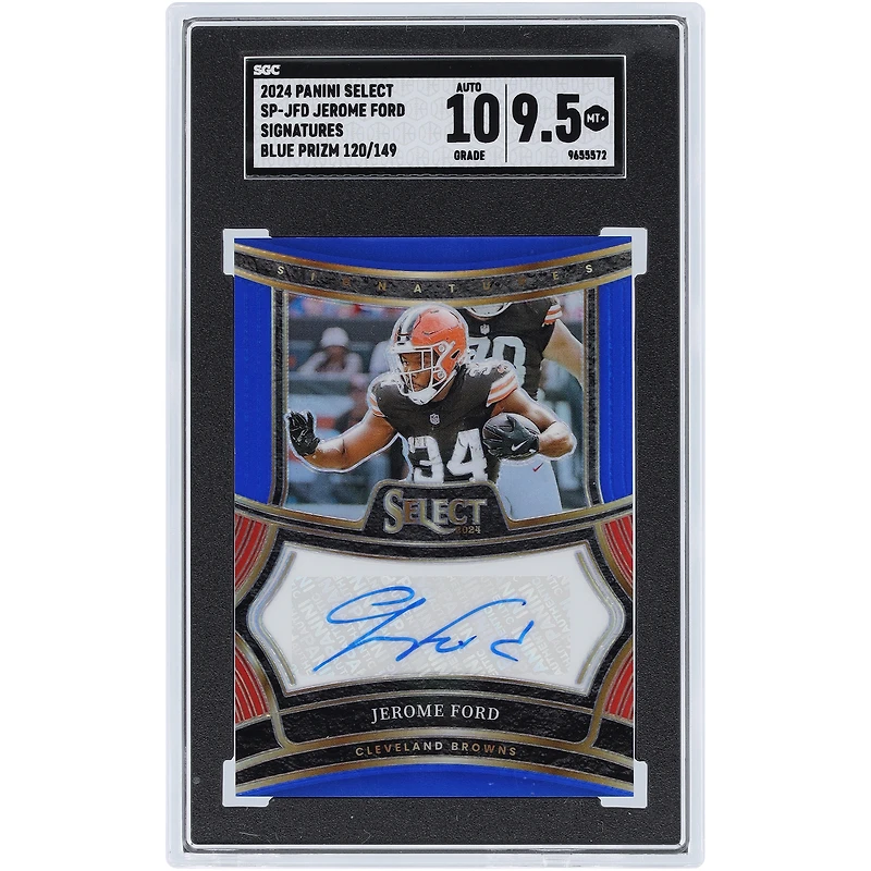 V106832 Browns Jerome Ford Cleveland Browns Autographié 2024 Panini Select Blue Prizm Signatures #SP-JFD #120/149 SGC Authentifié 9.5/10 Carte 34 Jerome Ford AUT PAA CARTES À COLLECTIONNER 45853 AUTTRC CA01F08231 #21