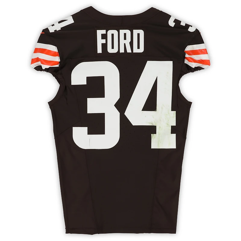 Maillot Nike marron n° 34 porté par Jerome Ford des Cleveland Browns lors du match contre les Baltimore Ravens le 16 novembre 2025