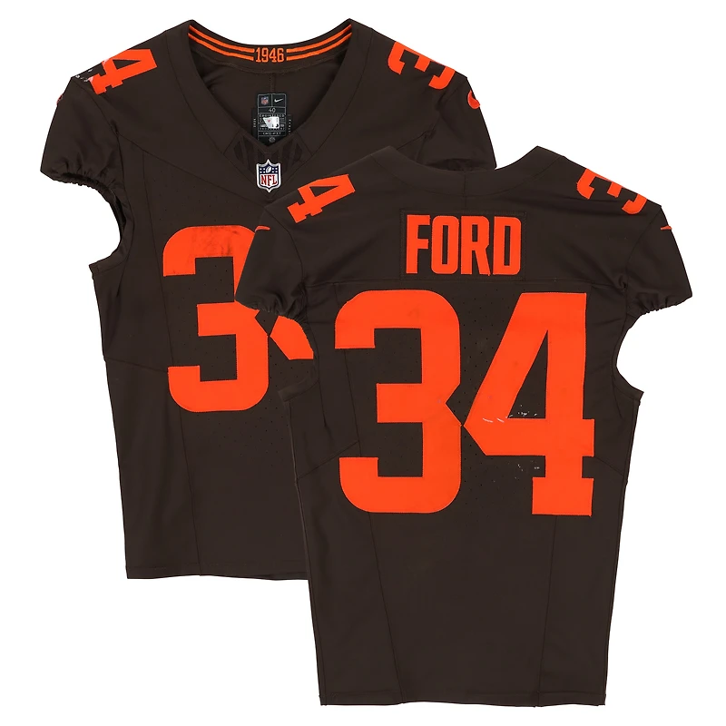 Jerome Ford Cleveland Browns Game-Used #34 Brown Nike Jersey vs. Miami Dolphins on October 19, 2025