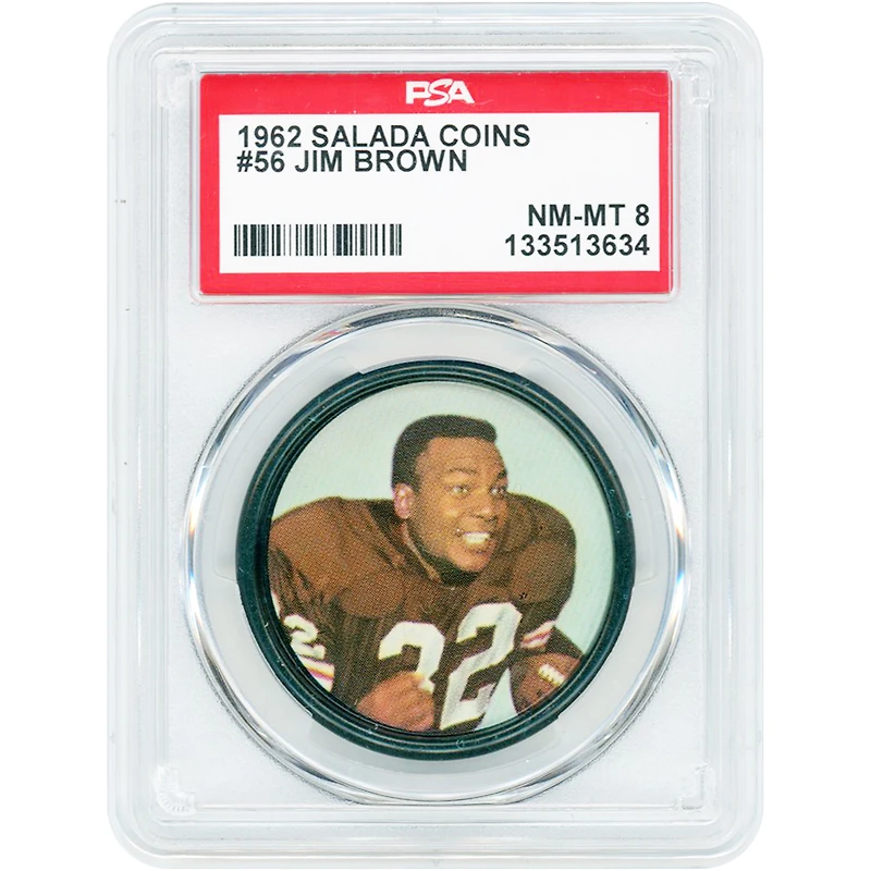Jim Brown Cleveland Browns 1962 Salada Coins #56 PSA Authenticated 8 Card