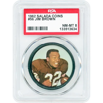 Jim Brown Cleveland Browns 1962 Salada Coins #56 PSA Authenticated 8 Card
