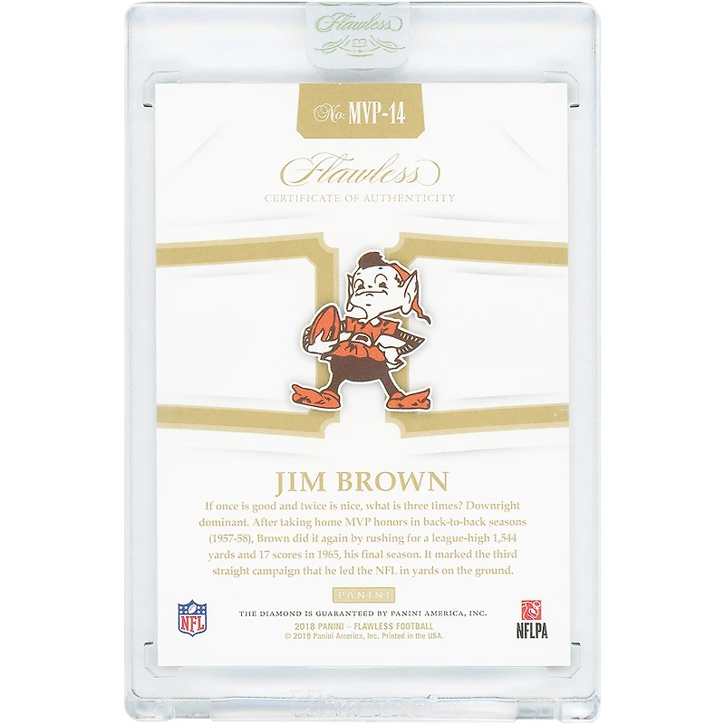 Jim Brown Cleveland Browns 2018 Panini Flawless MVP Black Diamond Gem #MVP-14 #2/3 Card