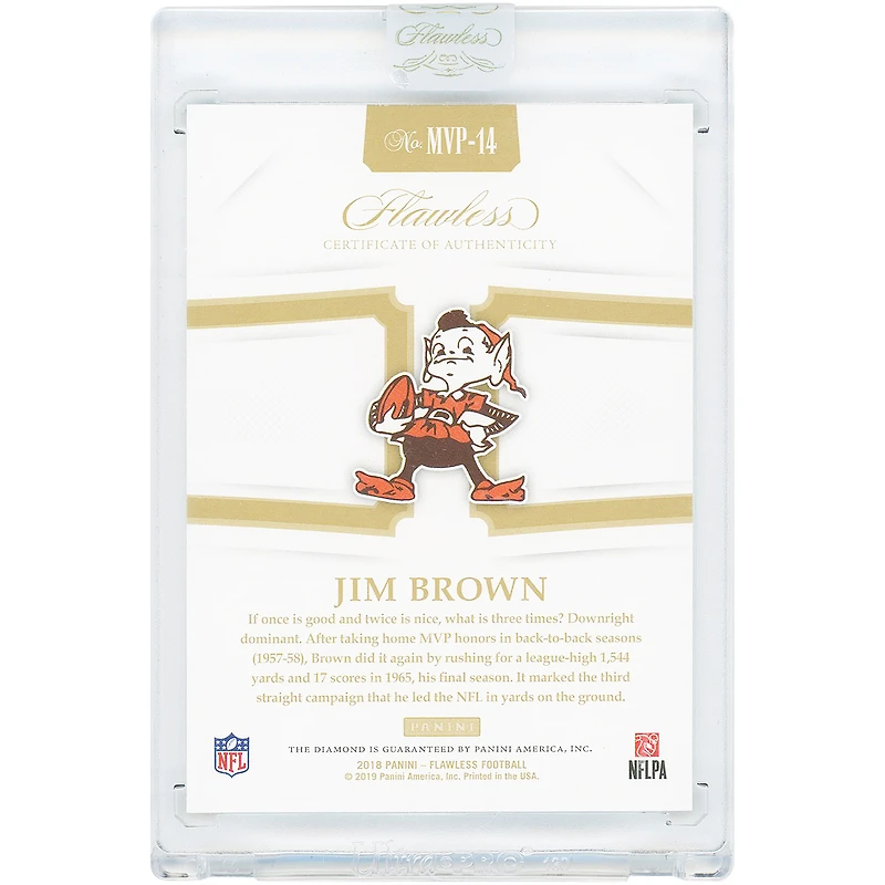 Jim Brown Cleveland Browns 2018 Panini Flawless MVP Silver Diamond Gem #MVP-14 #9/10 Card