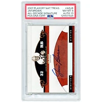 Carte autographiée de Jim Brown (Cleveland Browns), série éliminatoires 2007, collection « National Treasures All Decade Signatures », numéro AD-JB, numéro 78/99, authentifiée PSA (8/10).