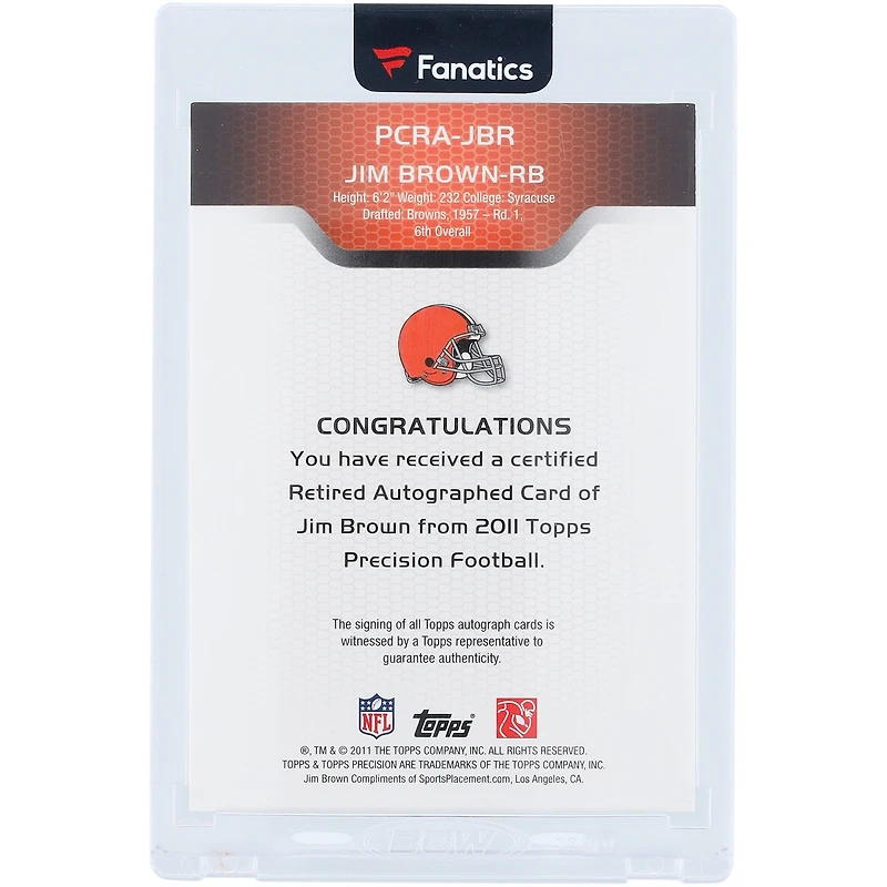 Carte autographiée de Jim Brown (Cleveland Browns) Topps Precision 2011 #PCRA-JBR