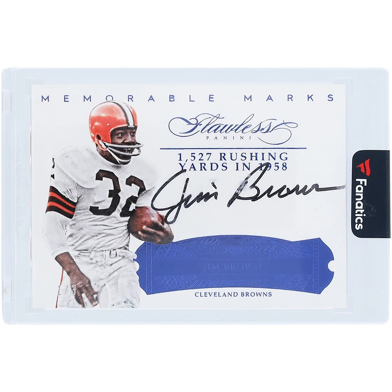 Jim Brown Cleveland Browns Autographed 2017 Panini Flawless Sapphire '16 Update Memorable Marks #MMJB #1/3 Card