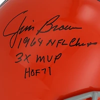 Casque TK autographié par Jim Brown des Cleveland Browns avec plusieurs inscriptions