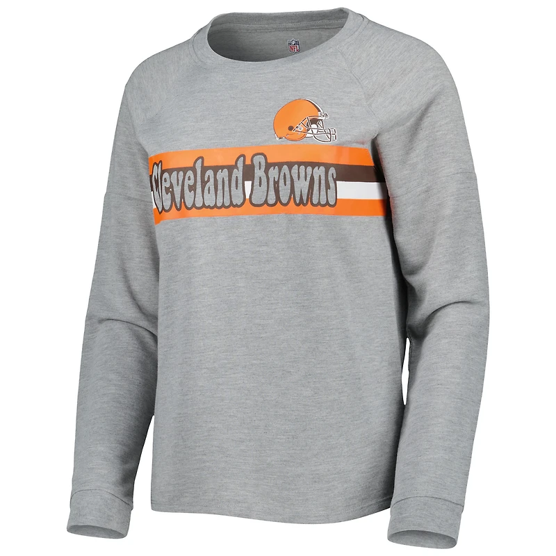 T-shirt à manches longues raglan gris chiné Cleveland Browns pour junior