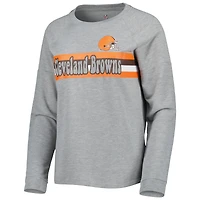 T-shirt à manches longues raglan gris chiné Cleveland Browns pour junior