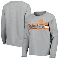 T-shirt à manches longues raglan gris chiné Cleveland Browns pour junior