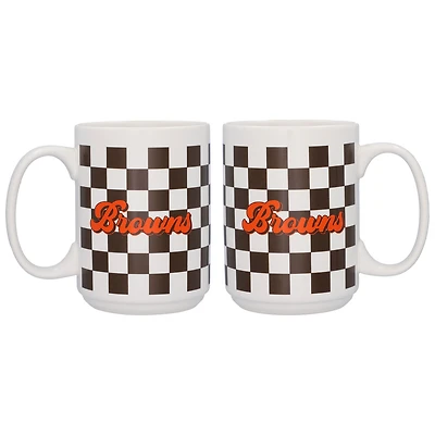 Lot de 2 tasses à logo à carreaux de 15 oz de Cleveland Browns