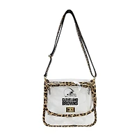 Logo Brands Cleveland Browns Leopard Print Trim Clear Purse