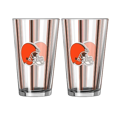 Logo Brands Cleveland Browns Two-Piece 16oz. Striped Pint Glass Set