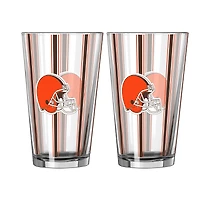 Logo Brands Cleveland Browns Two-Piece 16oz. Striped Pint Glass Set