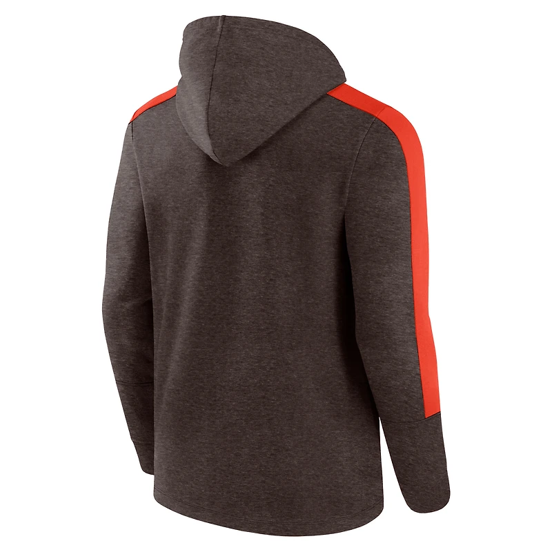 Sweat à capuche entièrement zippé Fanatics Heather Brown Cleveland Browns Gains pour hommes