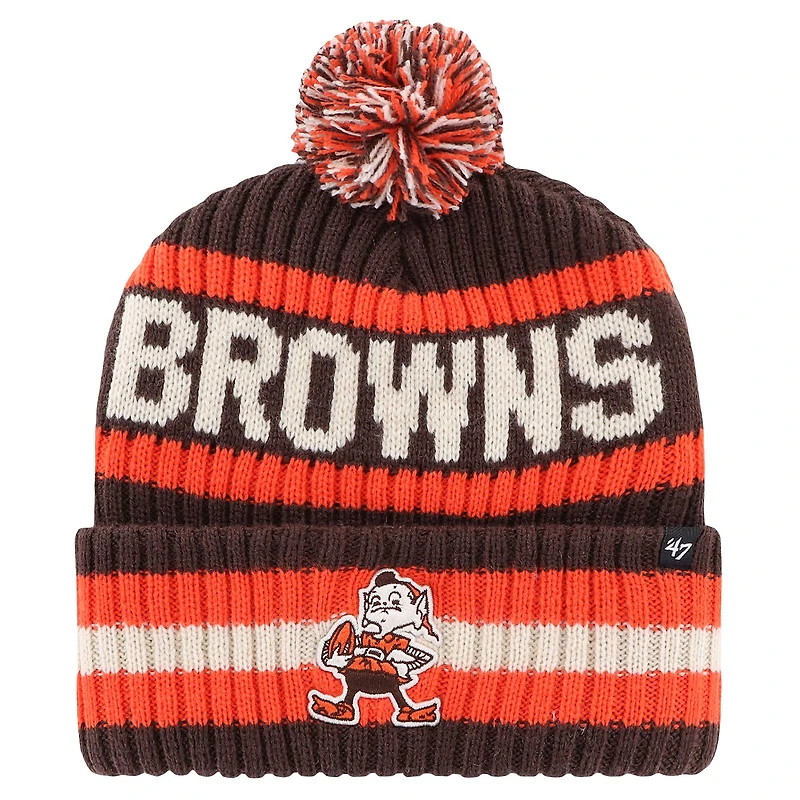 Men's '47 Brown Cleveland Browns Bering Legacy Cuffed Knit Hat with Pom