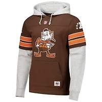 Men's '47 Brown Cleveland Browns  Throwback Double Header Blitz Cornerback Hoodie