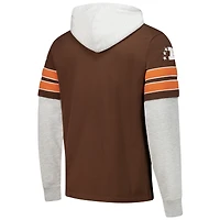 Men's '47 Brown Cleveland Browns  Throwback Double Header Blitz Cornerback Hoodie
