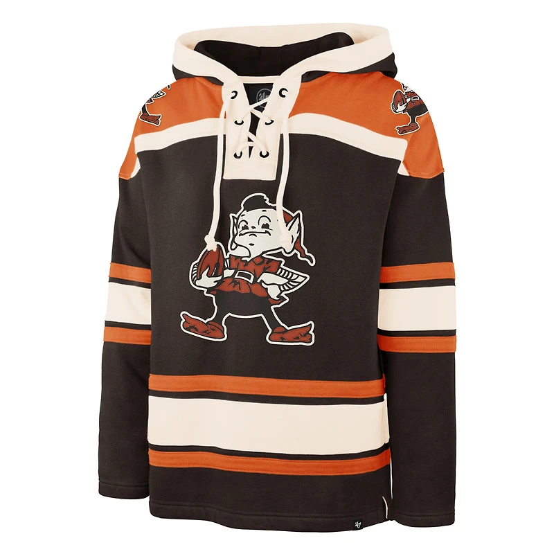 Men's '47  Brown Cleveland Browns Throwback Superior Lacer Hoodie
