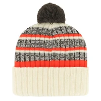 Men's '47 Cream Cleveland Browns Tavern Cuffed Knit Hat with Pom