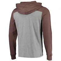 Men's '47 Heathered Gray/Brown Cleveland Browns Franklin Wooster Long Sleeve Hoodie T-Shirt