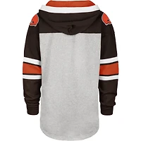 Men's '47 Heathered Gray/Brown Cleveland Browns Gridiron Lace-Up - Pullover Hoodie