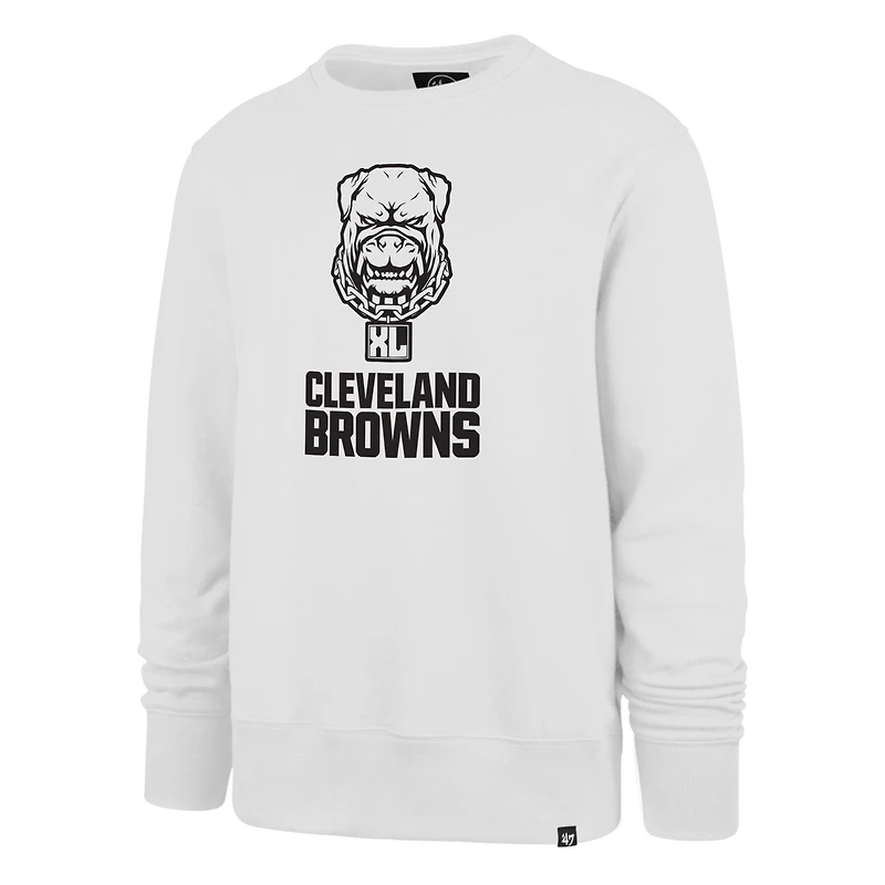 Men's '47 White Cleveland Browns Dawg Pound XL Imprint Headline Sweatshirt