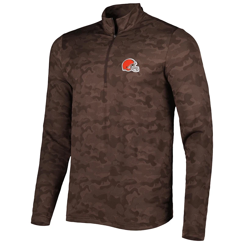 Men's Antigua Brown Cleveland Browns Brigade Quarter-Zip Sweatshirt