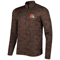Men's Antigua Brown Cleveland Browns Brigade Quarter-Zip Sweatshirt