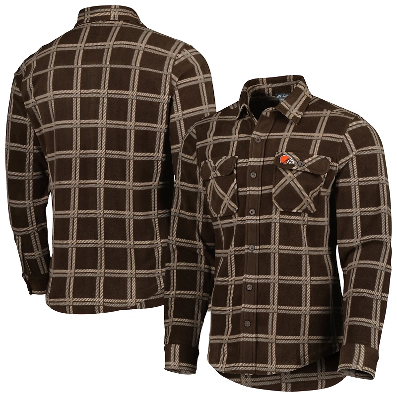 Veste-chemise boutonnée en flanelle Industry pour homme, couleur marron Antigua, des Cleveland Browns