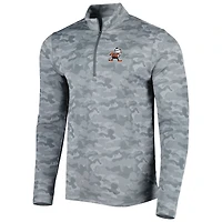 Men's Antigua Gray Cleveland Browns Brigade Throwback Quarter-Zip Top