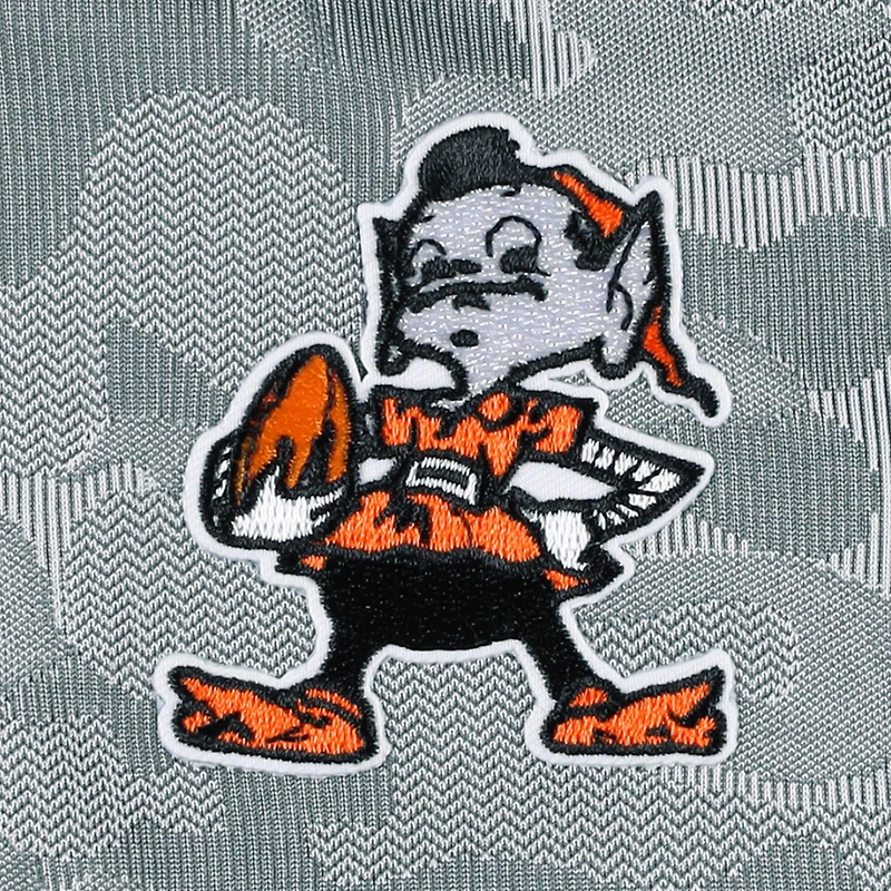 Men's Antigua Gray Cleveland Browns Brigade Throwback Quarter-Zip Top