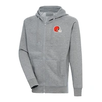 Sweat à capuche zippé intégral Antigua Heather Grey Cleveland Browns Big & Tall Victory pour homme