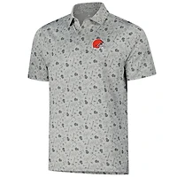 Men's Antigua Heather Gray Cleveland Browns Relentless Polo