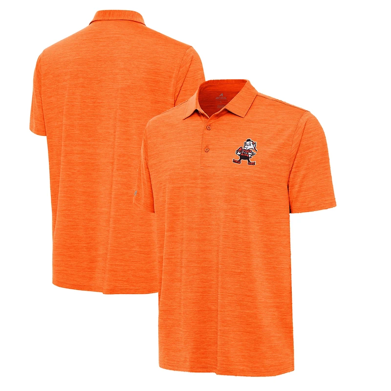 Men's Antigua Heather Orange Cleveland Browns Brownie Logo Layout Polo