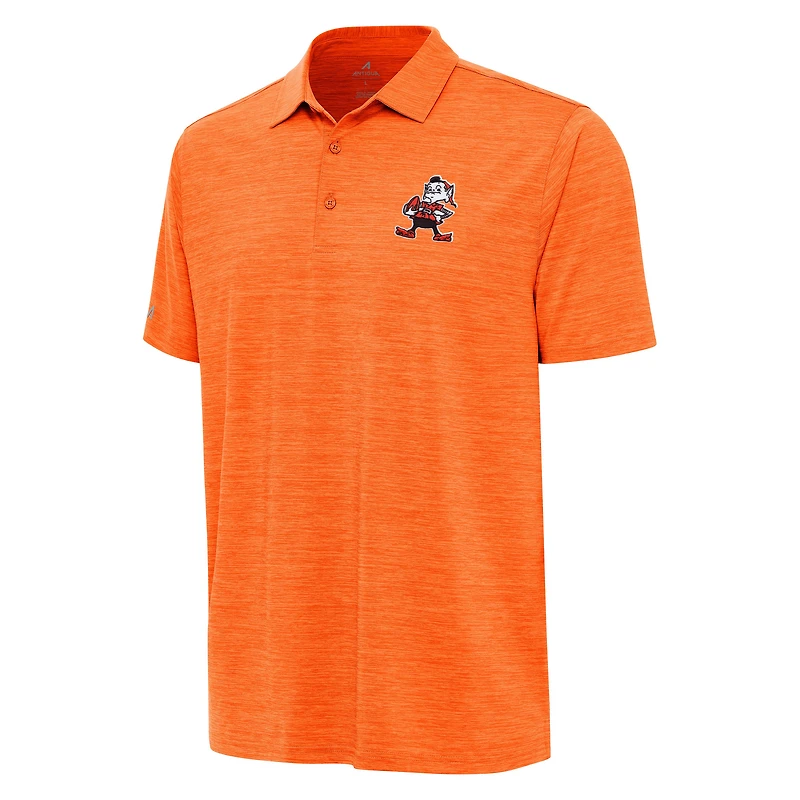 Men's Antigua Heather Orange Cleveland Browns Brownie Logo Layout Polo