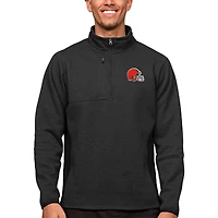 Pull-over à col zippé Antigua noir chiné Cleveland Browns Course pour homme